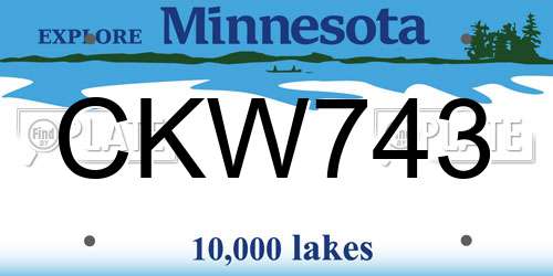 CKW743 Minnesota License Plate