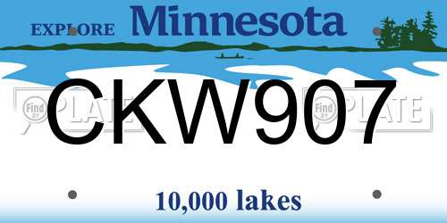CKW907 Minnesota License Plate