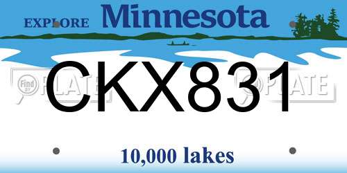 CKX831 Minnesota License Plate