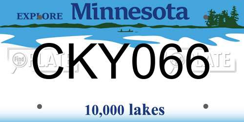 CKY066 Minnesota License Plate