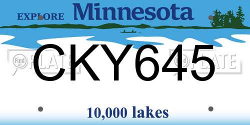 CKY645 Minnesota License Plate