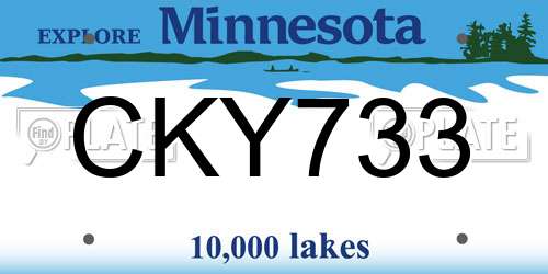 CKY733 Minnesota License Plate