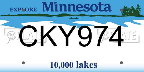 CKY974 Minnesota License Plate