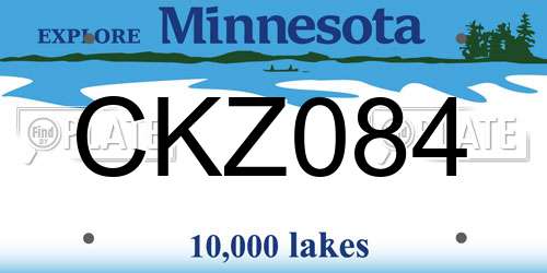 CKZ084 Minnesota License Plate
