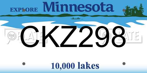 CKZ298 Minnesota License Plate