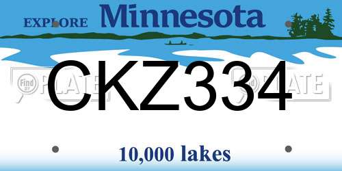CKZ334 Minnesota License Plate