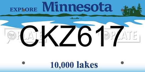CKZ617 Minnesota License Plate