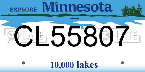 CL55807 Minnesota License Plate
