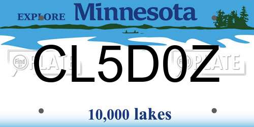 CL5D0Z Minnesota License Plate