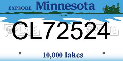 CL72524 Minnesota License Plate
