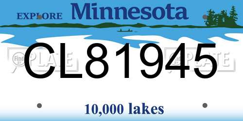 CL81945 Minnesota License Plate