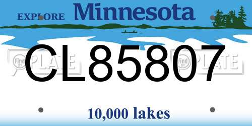 CL85807 Minnesota License Plate