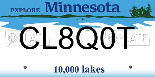 CL8Q0T Minnesota License Plate
