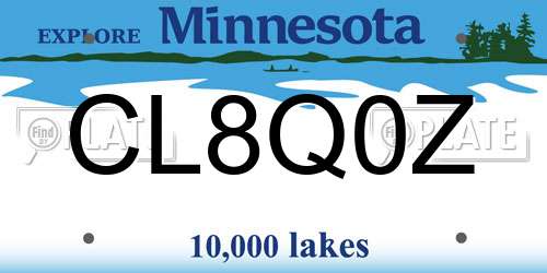 CL8Q0Z Minnesota License Plate