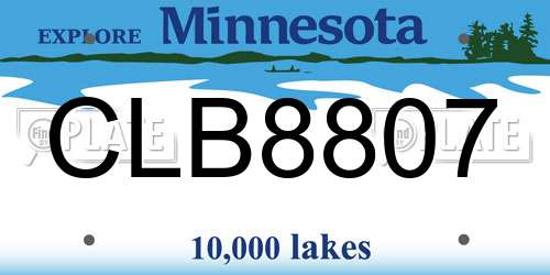 CLB8807 Minnesota License Plate