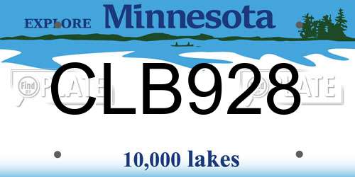 CLB928 Minnesota License Plate