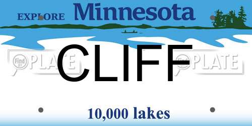 CLIFF Minnesota License Plate