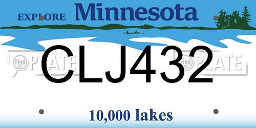 CLJ432 Minnesota License Plate