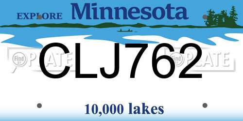 CLJ762 Minnesota License Plate