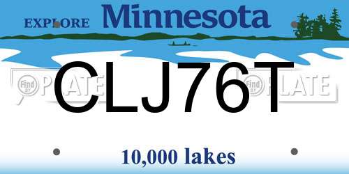 CLJ76T Minnesota License Plate