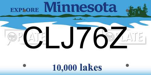 CLJ76Z Minnesota License Plate