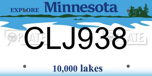 CLJ938 Minnesota License Plate