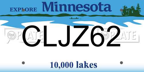CLJZ62 Minnesota License Plate