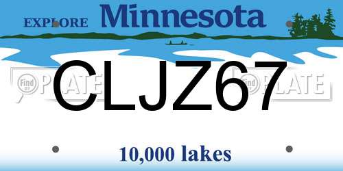 CLJZ67 Minnesota License Plate