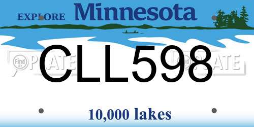CLL598 Minnesota License Plate