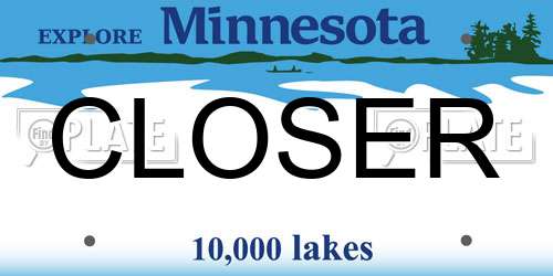 CLOSER Minnesota License Plate