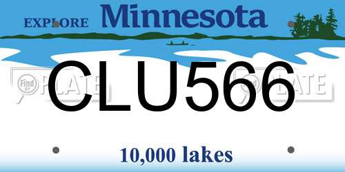 CLU566 Minnesota License Plate