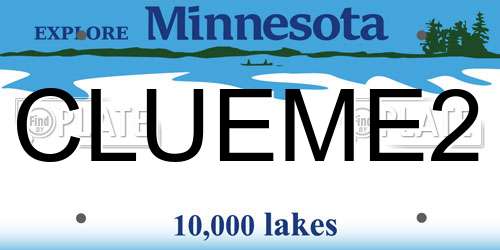 CLUEME2 Minnesota License Plate
