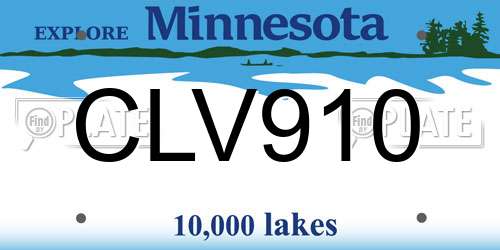 CLV910 Minnesota License Plate