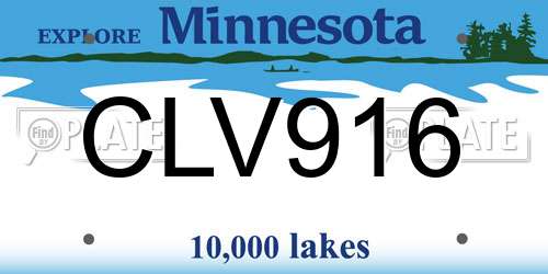 CLV916 Minnesota License Plate