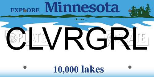 CLVRGRL Minnesota License Plate