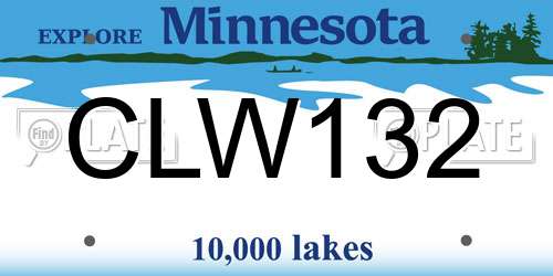 CLW132 Minnesota License Plate