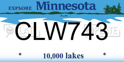 CLW743 Minnesota License Plate