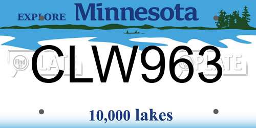 CLW963 Minnesota License Plate