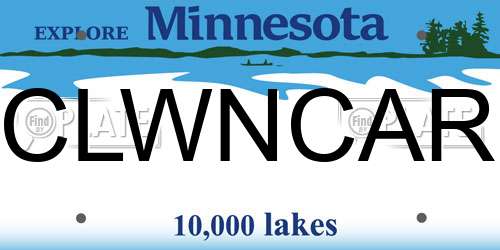 CLWNCAR Minnesota License Plate
