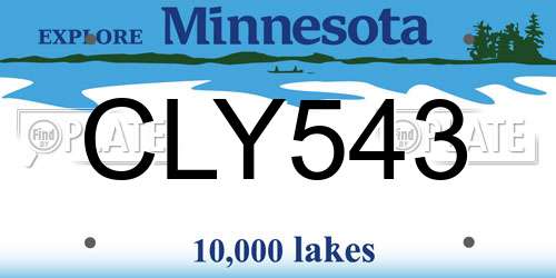 CLY543 Minnesota License Plate