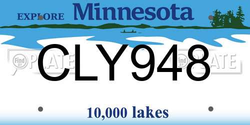 CLY948 Minnesota License Plate