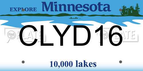 CLYD16 Minnesota License Plate