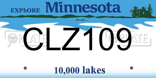CLZ109 Minnesota License Plate