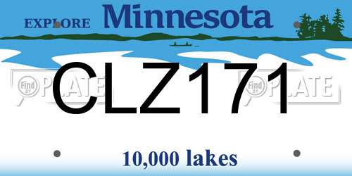 CLZ171 Minnesota License Plate