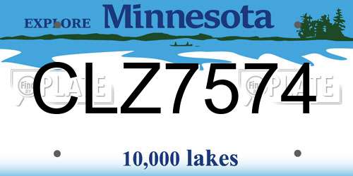 CLZ7574 Minnesota License Plate