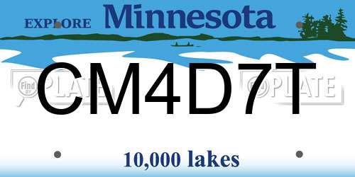 CM4D7T Minnesota License Plate