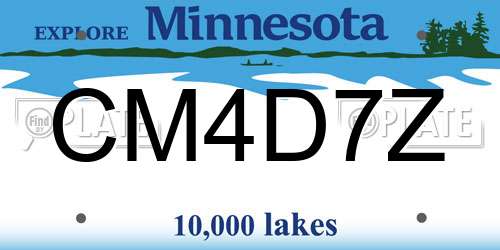 CM4D7Z Minnesota License Plate