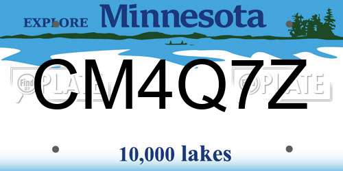 CM4Q7Z Minnesota License Plate