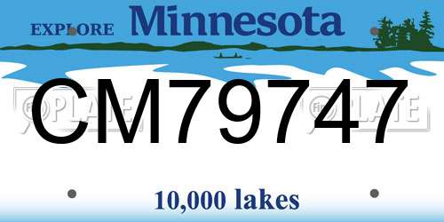 CM79747 Minnesota License Plate