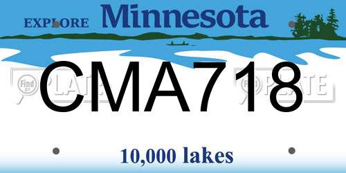 CMA718 Minnesota License Plate